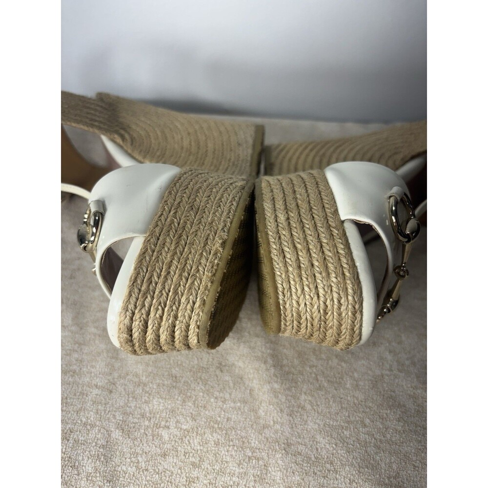 GUCCI  Women’s Horsebit Wedge High Heel Ankle Strap Cream Sandals 388866 Sz 36 - Picture 12 of 15